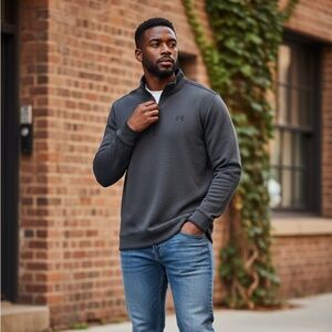 Under Armour Men’s Sweater Knit Quarter Zip Pullover Black Size XLT NWT